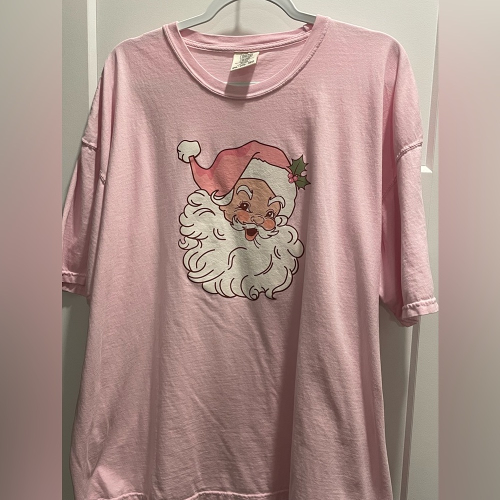 3X Retro Pink Santa Claus Comfort Colors Short Sleeve T Shirt